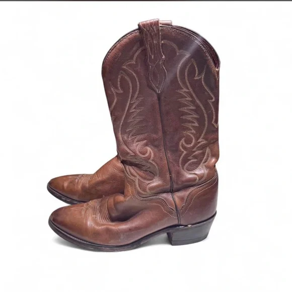 VIBRAM Pointed toe Cowgirl Cowboy Boots Leather Made In USA SZ 10.5 - Picture 2 of 8